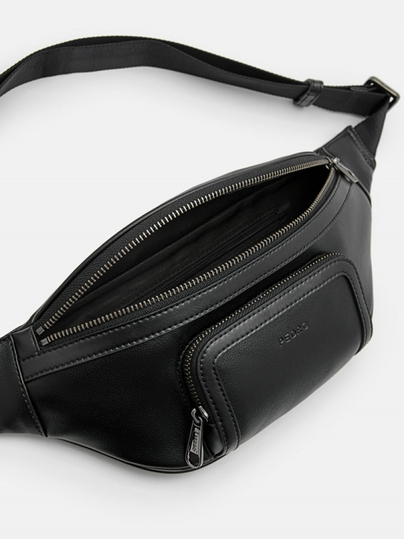 Black Men's Pedro Fred Crossbody Bag | LZVEUS-401