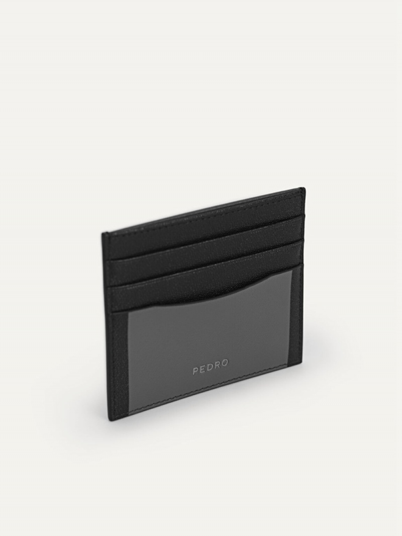 Black Men's Pedro Full-Grain Leather Card Holder | AHONKL-693