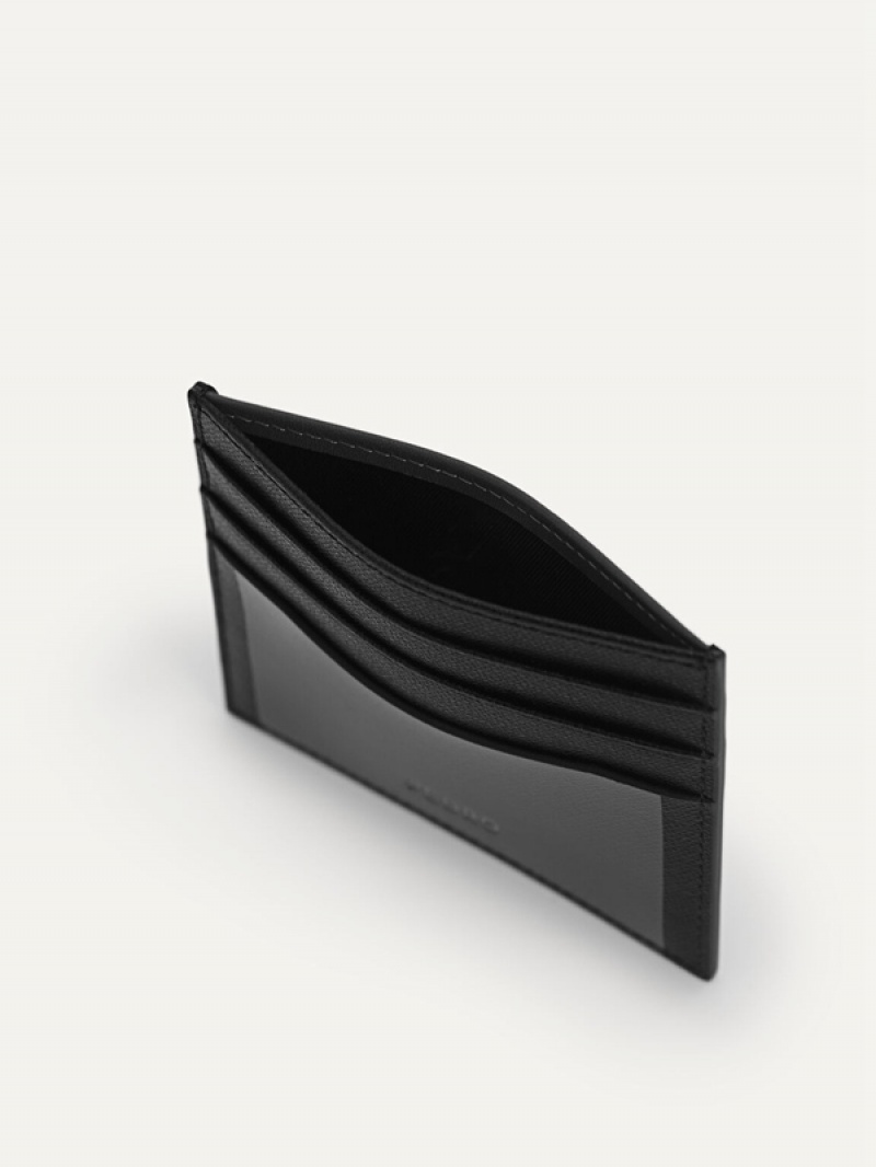 Black Men's Pedro Full-Grain Leather Card Holder | AHONKL-693