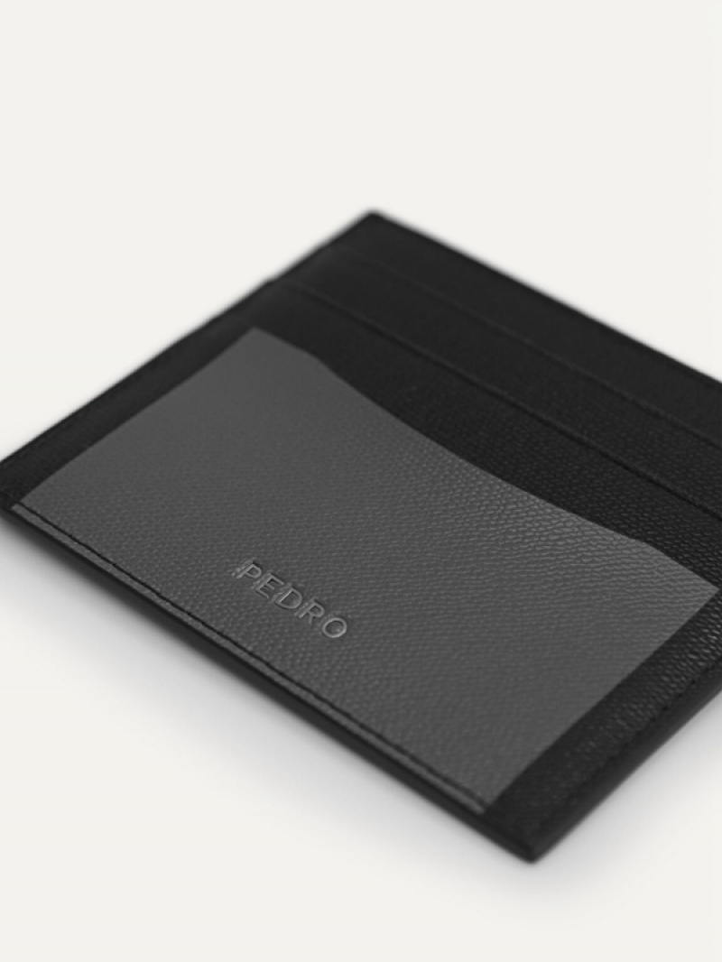 Black Men's Pedro Full-Grain Leather Card Holder | AHONKL-693