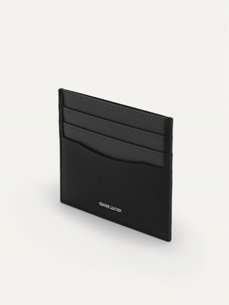 Black Men's Pedro Full-Grain Leather Card Holder | AHONKL-693