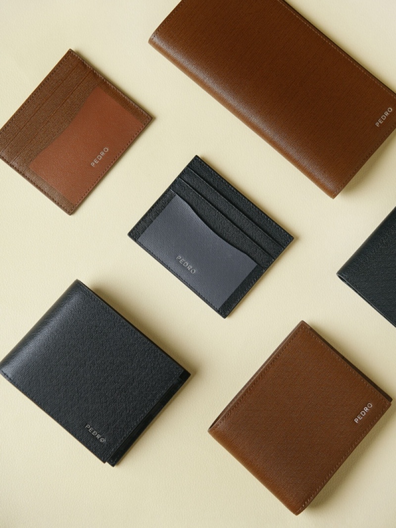 Black Men's Pedro Full-Grain Leather Card Holder | AHONKL-693