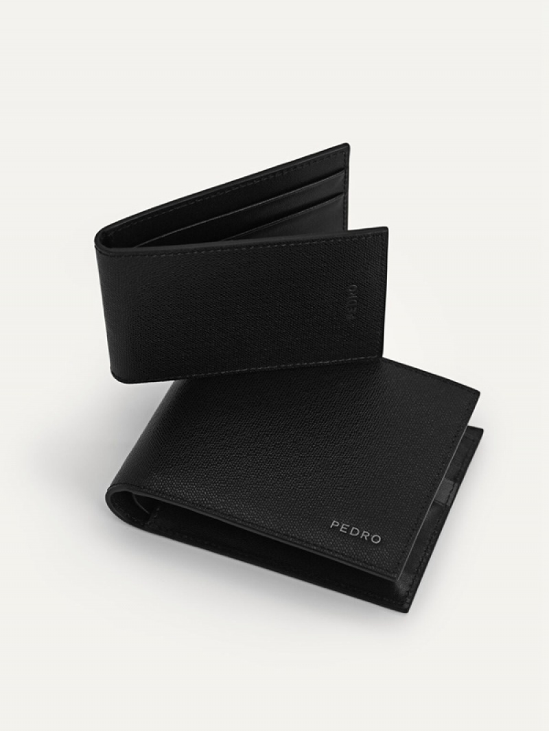 Black Men's Pedro Full-Grain Leather with Insert Wallet | CINQZA-056