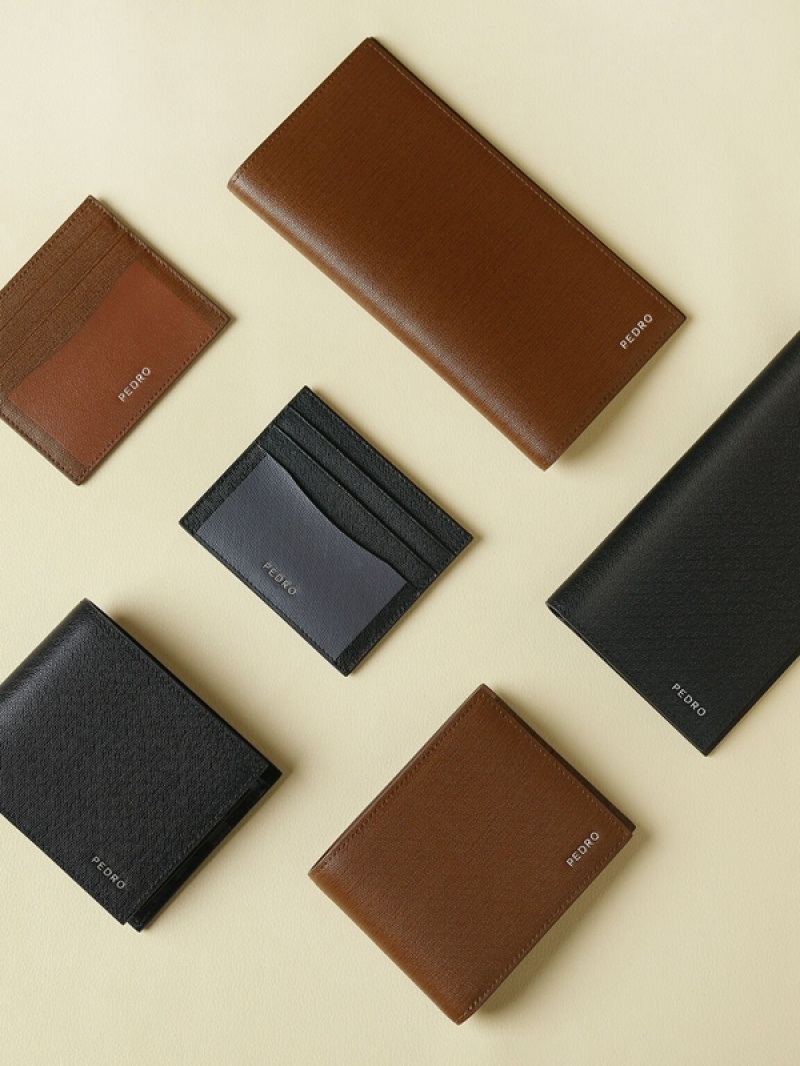 Black Men's Pedro Full-Grain Long Leather Wallet | WEKGVT-683