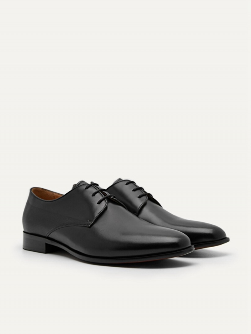 Black Men's Pedro Harisson Leather Derby Shoes | GTMARQ-501