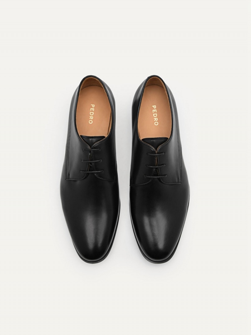 Black Men's Pedro Harisson Leather Derby Shoes | GTMARQ-501