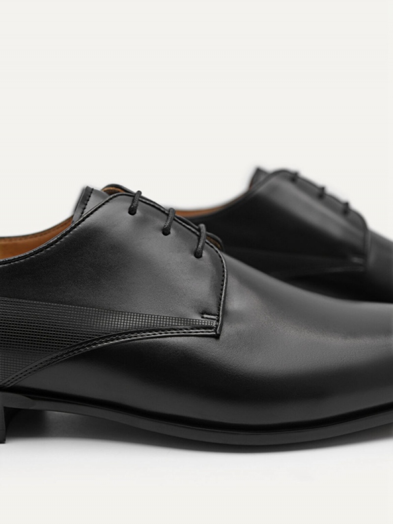 Black Men's Pedro Harisson Leather Derby Shoes | GTMARQ-501