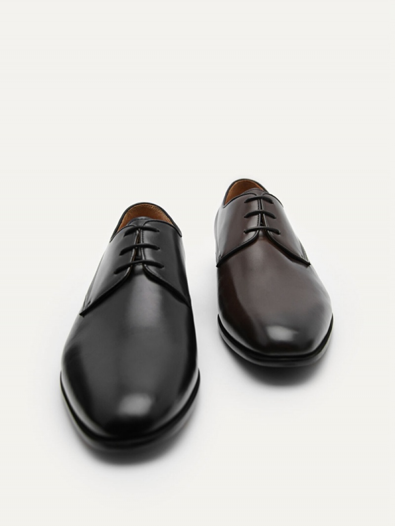 Black Men's Pedro Harisson Leather Derby Shoes | GTMARQ-501