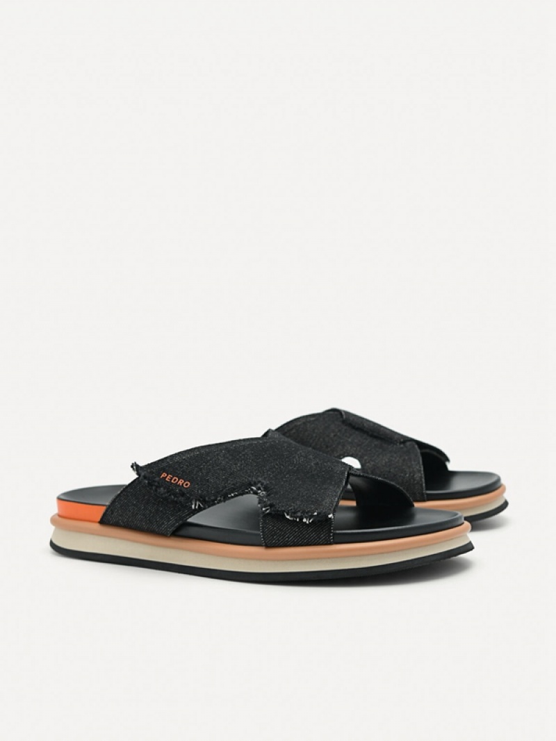 Black Men's Pedro Harlin Slides | EYKFGM-921