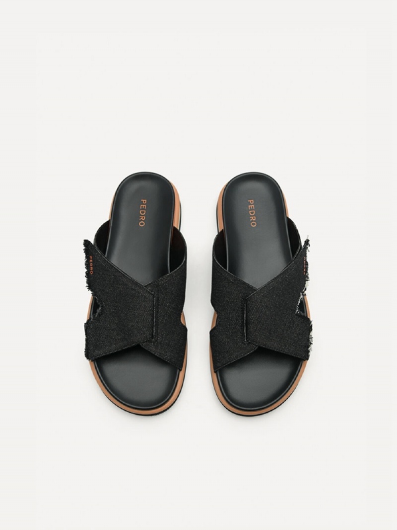 Black Men's Pedro Harlin Slides | EYKFGM-921