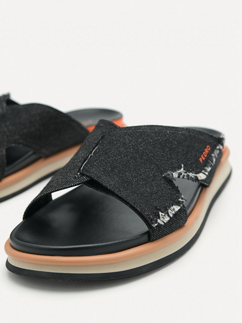 Black Men's Pedro Harlin Slides | EYKFGM-921