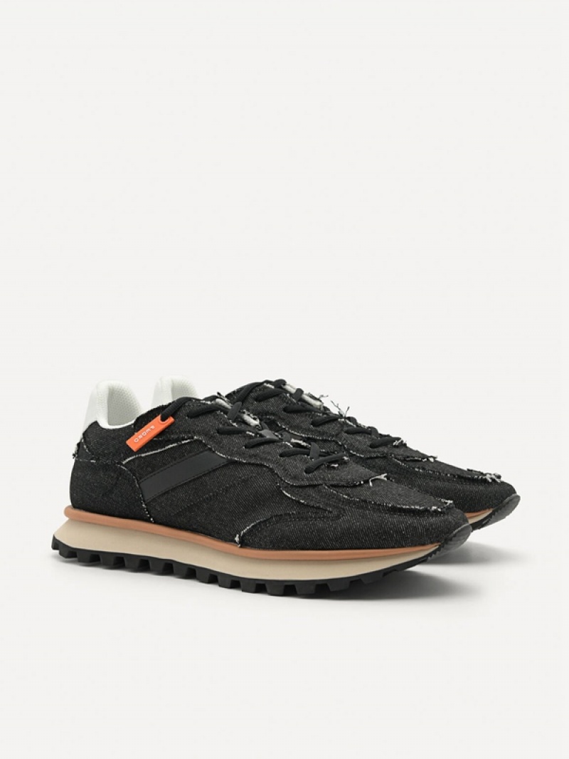 Black Men's Pedro Harlin Sneakers | LNSVKP-214