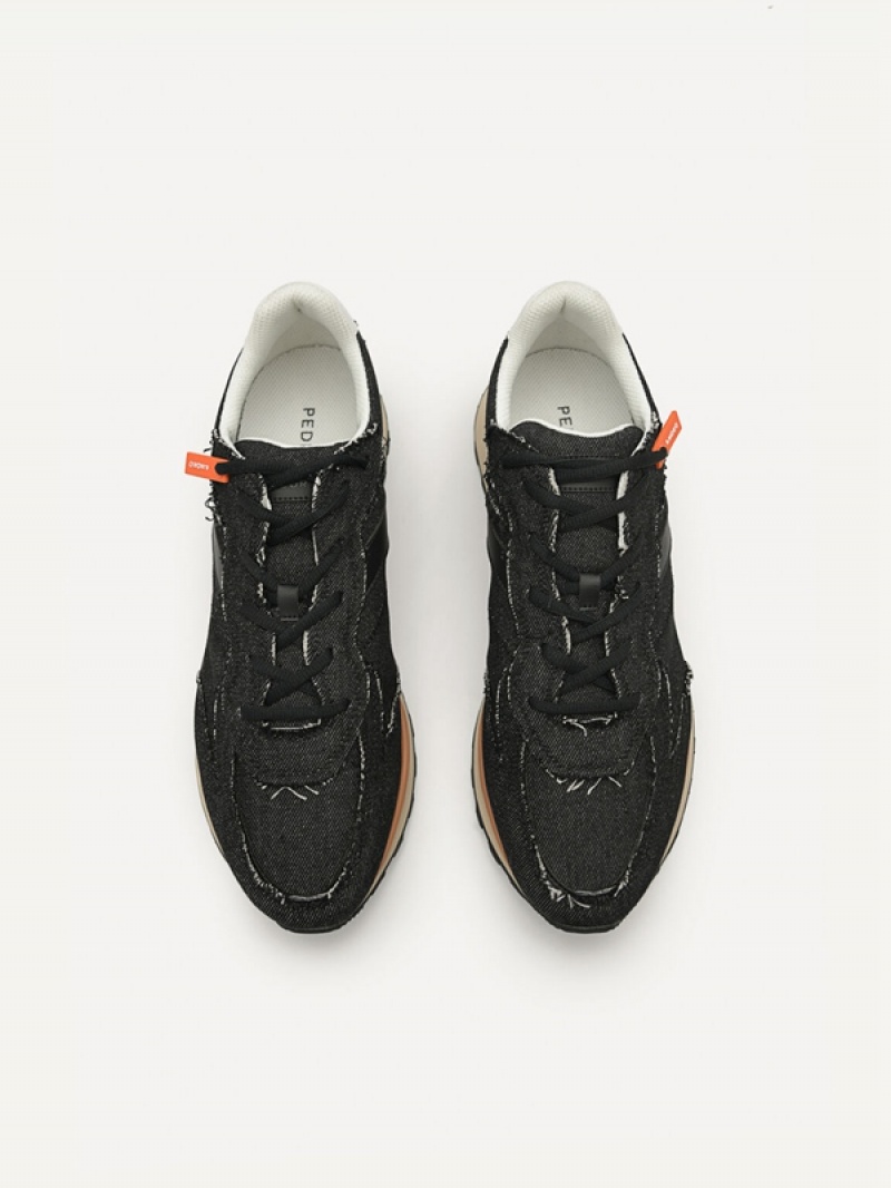 Black Men's Pedro Harlin Sneakers | LNSVKP-214