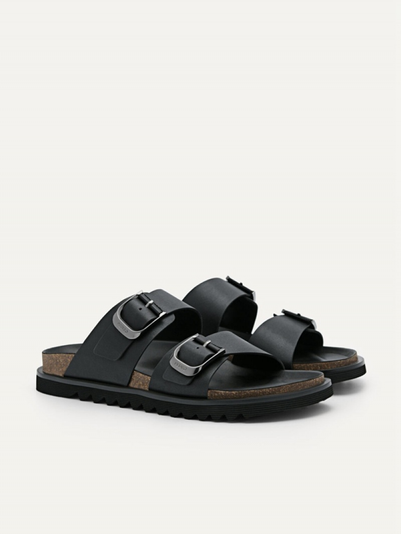 Black Men's Pedro Helix Slides | ALOTBY-468