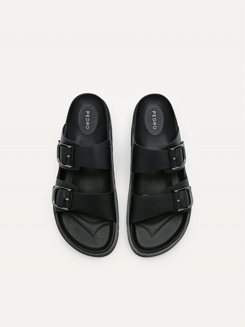 Black Men's Pedro Helix Slides | ALOTBY-468