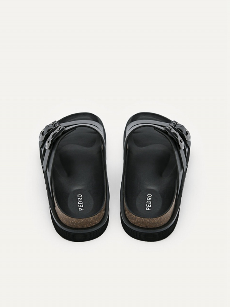 Black Men's Pedro Helix Slides | ALOTBY-468