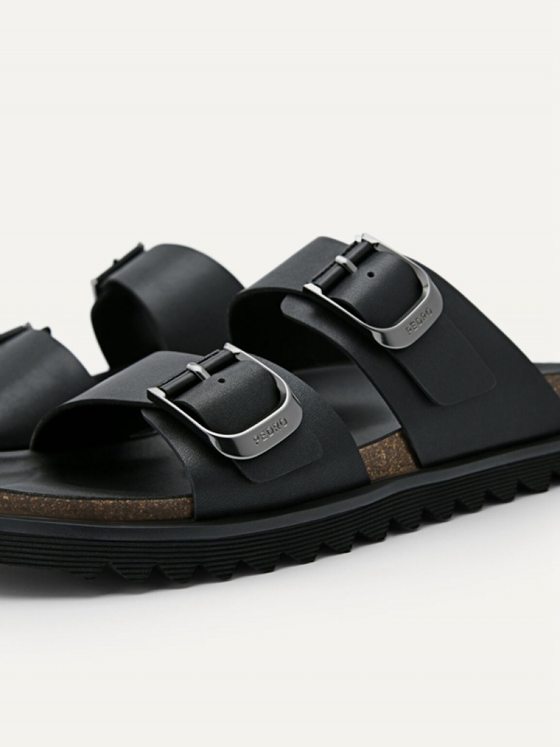 Black Men's Pedro Helix Slides | ALOTBY-468