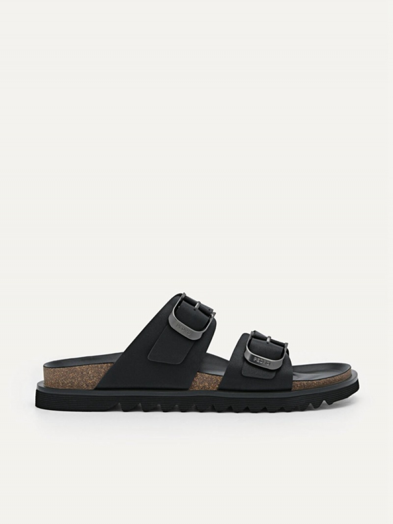 Black Men\'s Pedro Helix Slides | ALOTBY-468