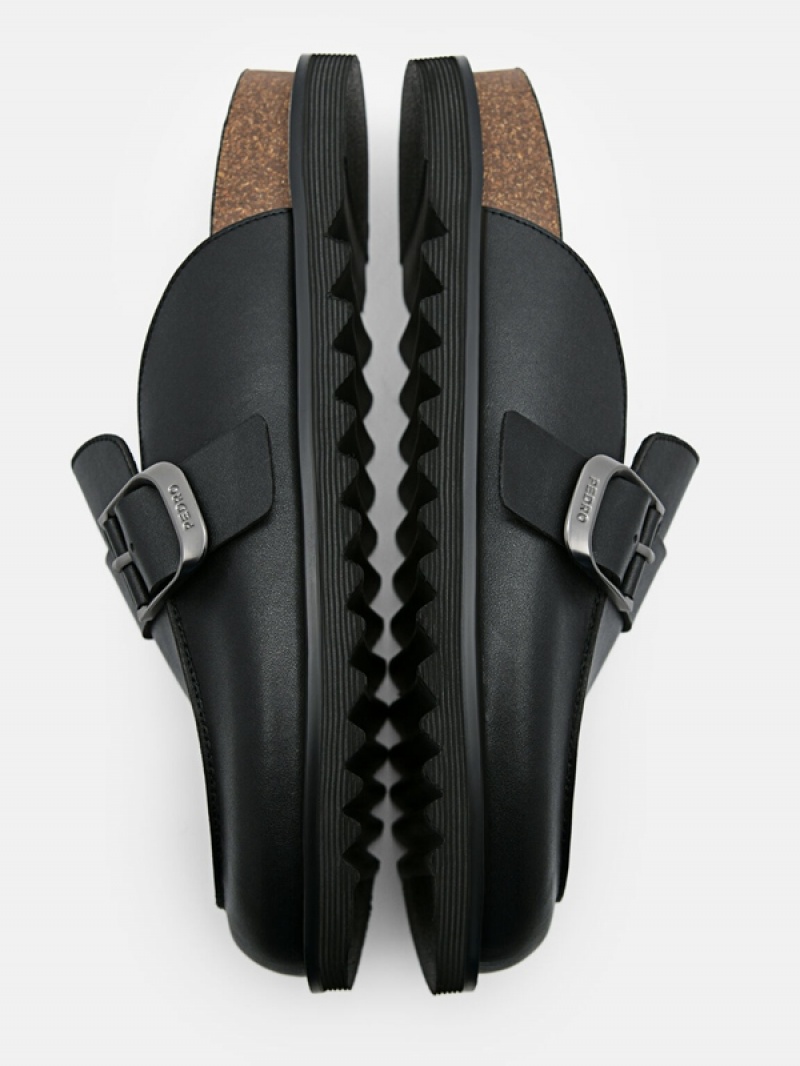 Black Men's Pedro Helix Slip-On Sandals | PAIQWC-326