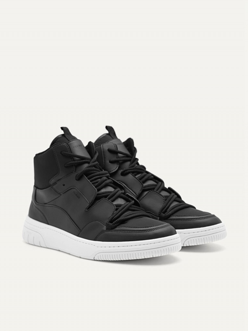 Black Men's Pedro High Top Court Sneakers | YRZQEO-073