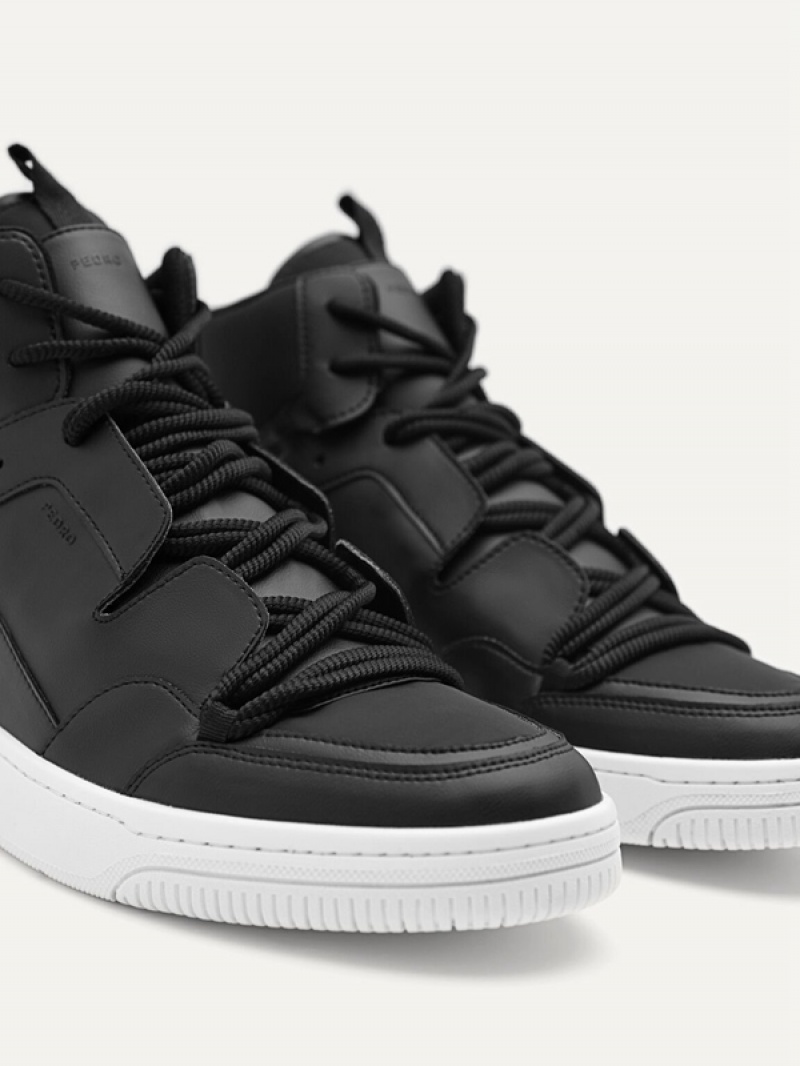 Black Men's Pedro High Top Court Sneakers | YRZQEO-073