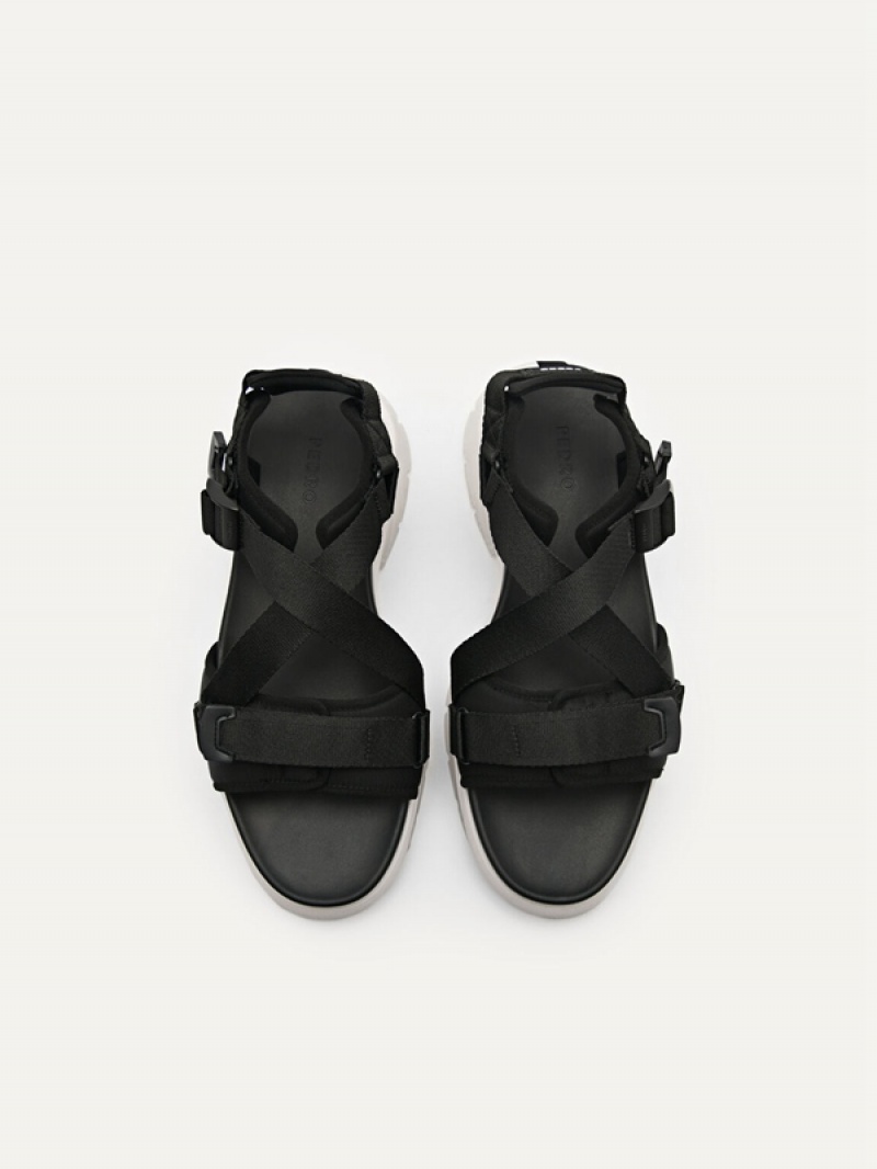 Black Men's Pedro Hybrix Sandals | WBDZAS-149