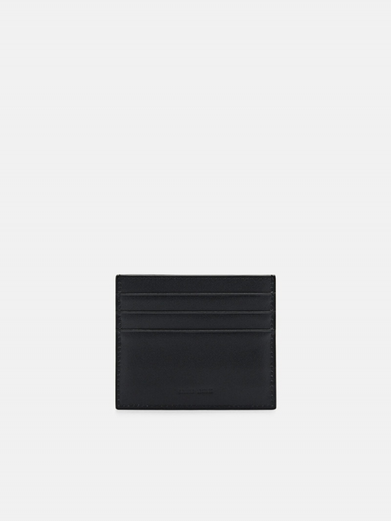 Black Men's Pedro Icon Leather Card Holder | ZITOBA-359