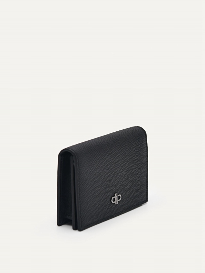 Black Men's Pedro Icon Leather Card Holder | HCOMNV-730