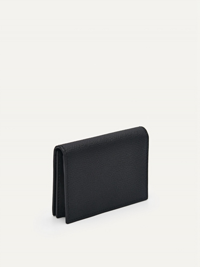 Black Men's Pedro Icon Leather Card Holder | HCOMNV-730