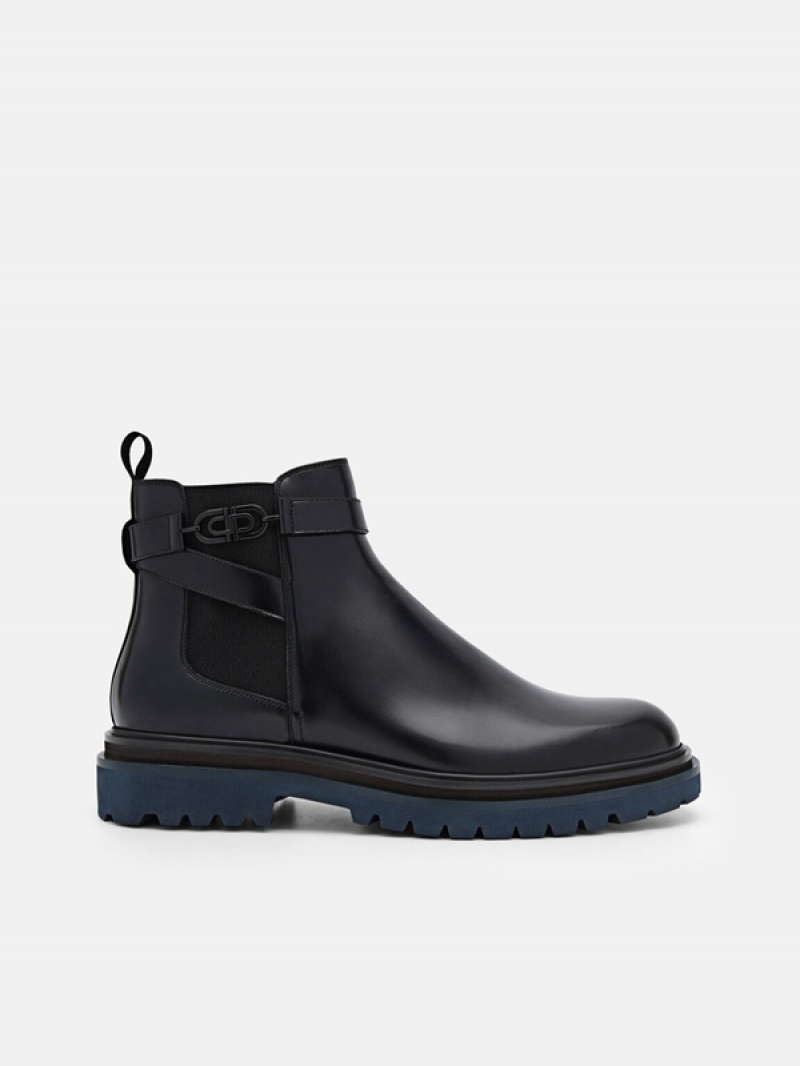 Black Men\'s Pedro Icon Leather Chelsea Boots | QONXLV-123