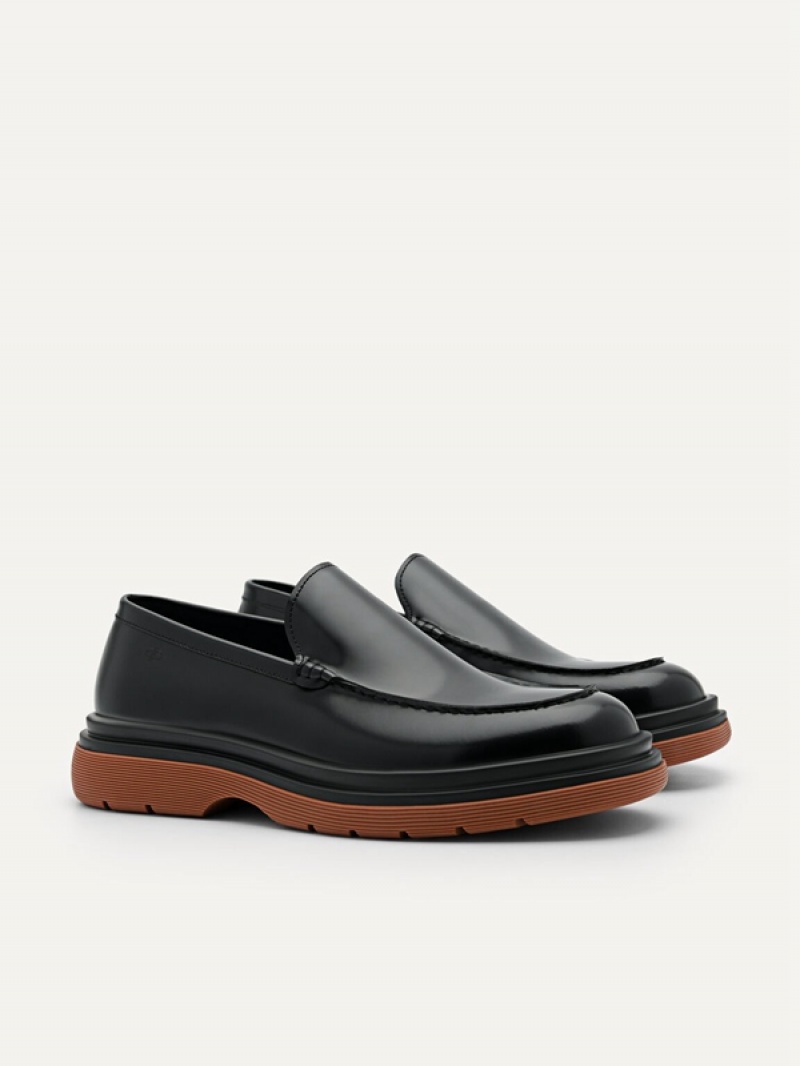 Black Men's Pedro Icon Leather Loafers | NUEMOI-309