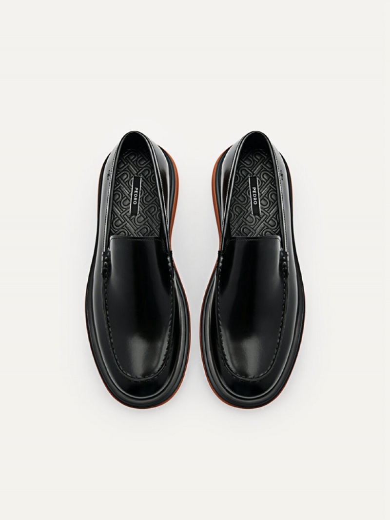 Black Men's Pedro Icon Leather Loafers | NUEMOI-309