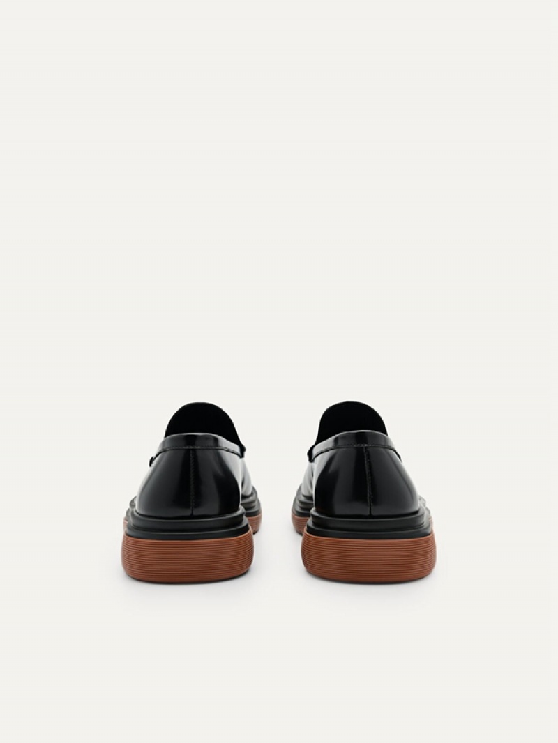 Black Men's Pedro Icon Leather Loafers | NUEMOI-309