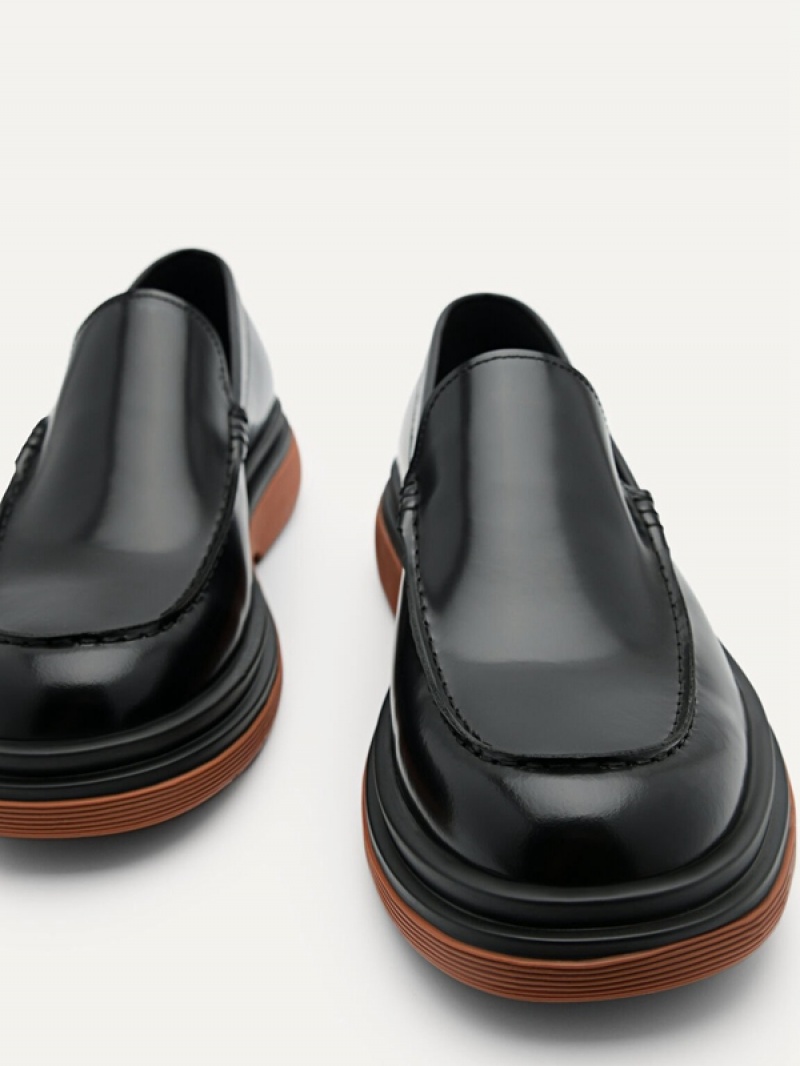 Black Men's Pedro Icon Leather Loafers | NUEMOI-309