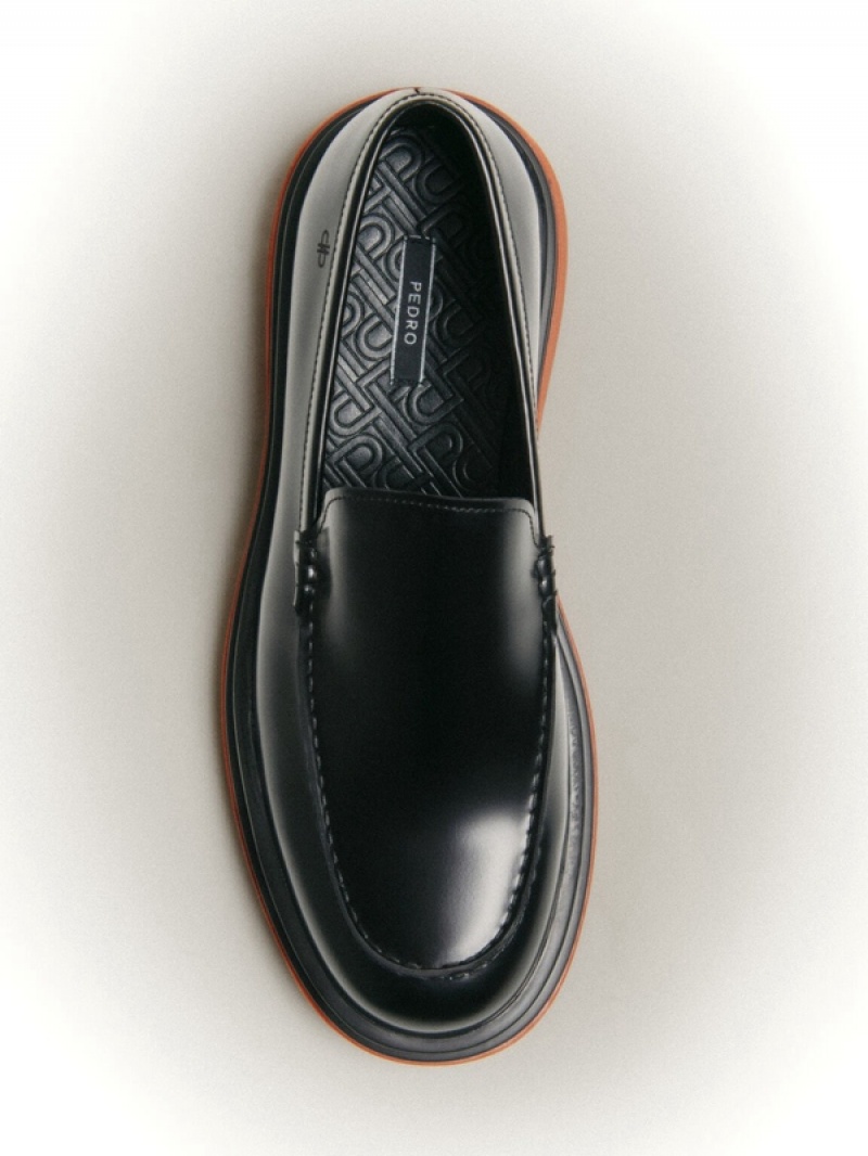 Black Men's Pedro Icon Leather Loafers | NUEMOI-309