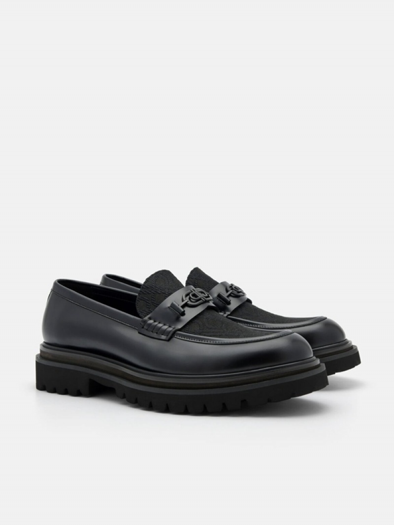 Black Men's Pedro Icon Leather Loafers | QYAPFD-795