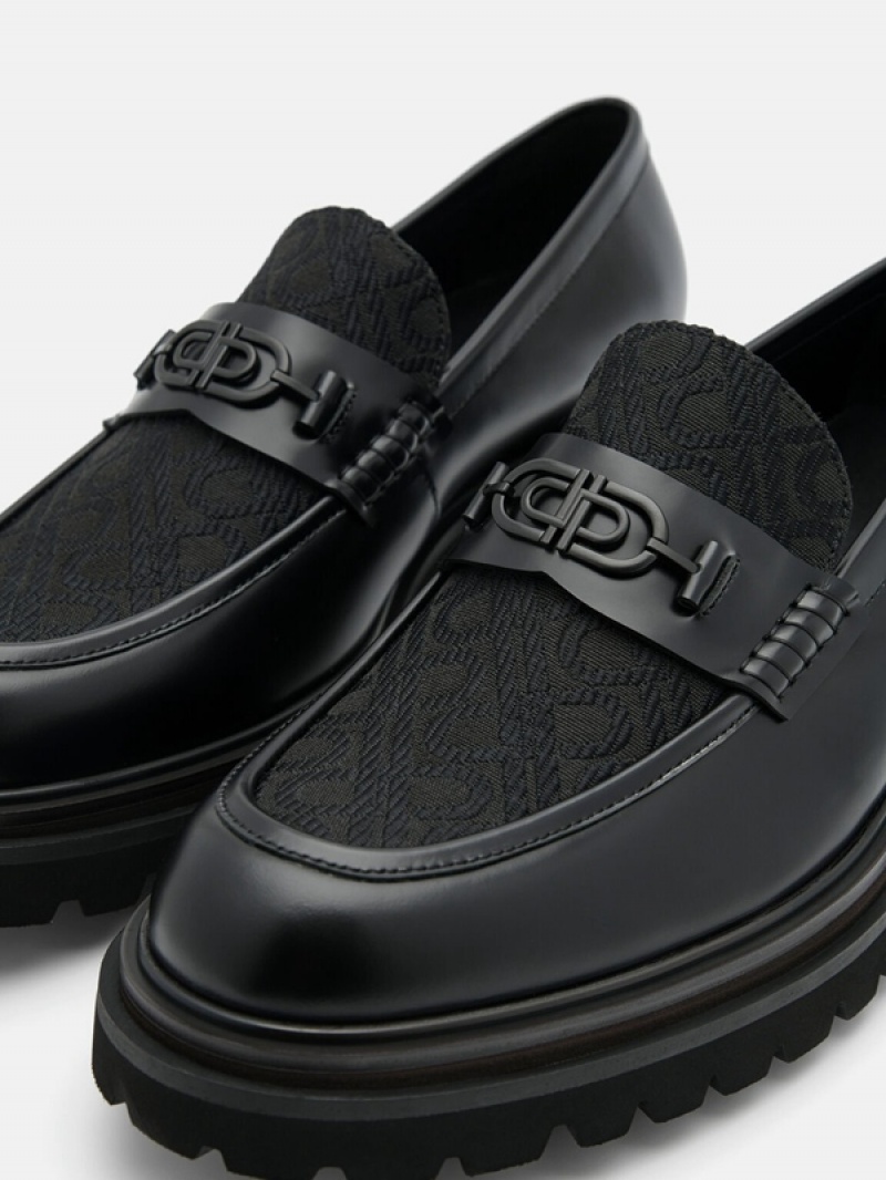 Black Men's Pedro Icon Leather Loafers | QYAPFD-795