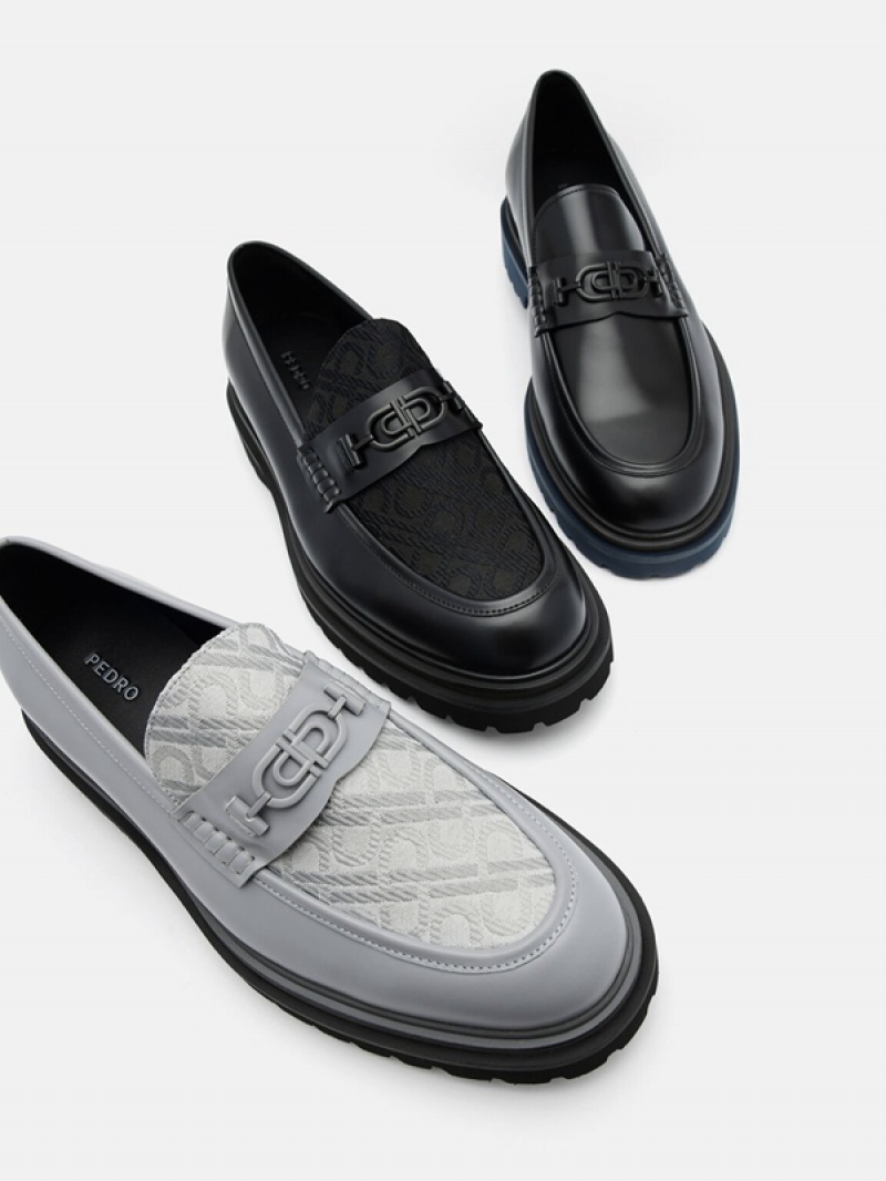 Black Men's Pedro Icon Leather Loafers | QYAPFD-795