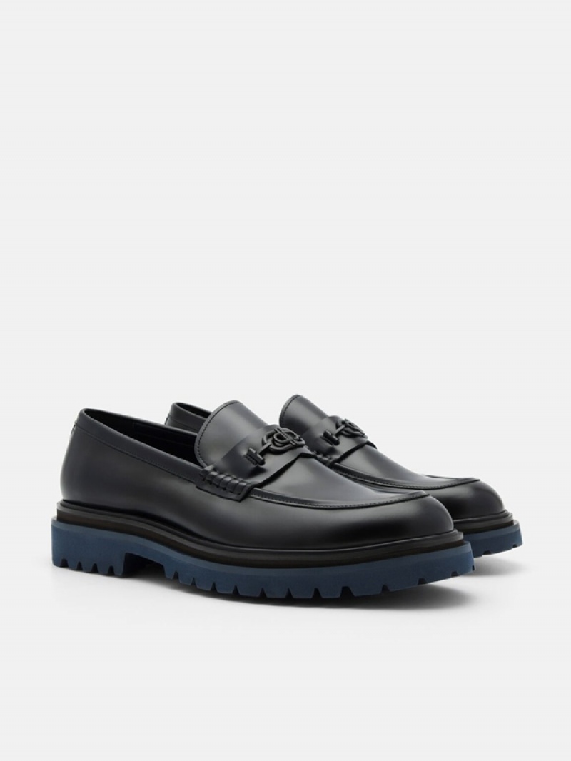 Black Men's Pedro Icon Leather Loafers | TSUFBJ-218