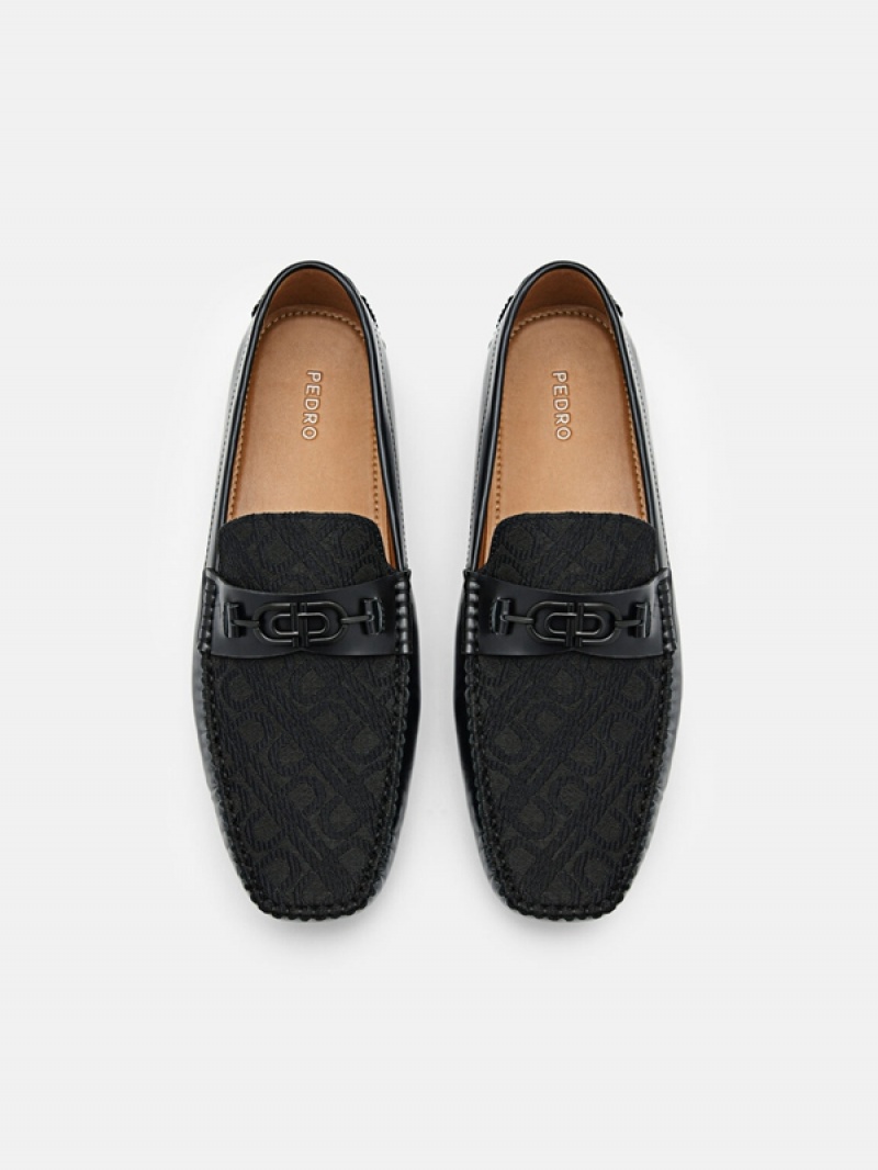 Black Men's Pedro Icon Leather Moccasins | TURJFQ-240