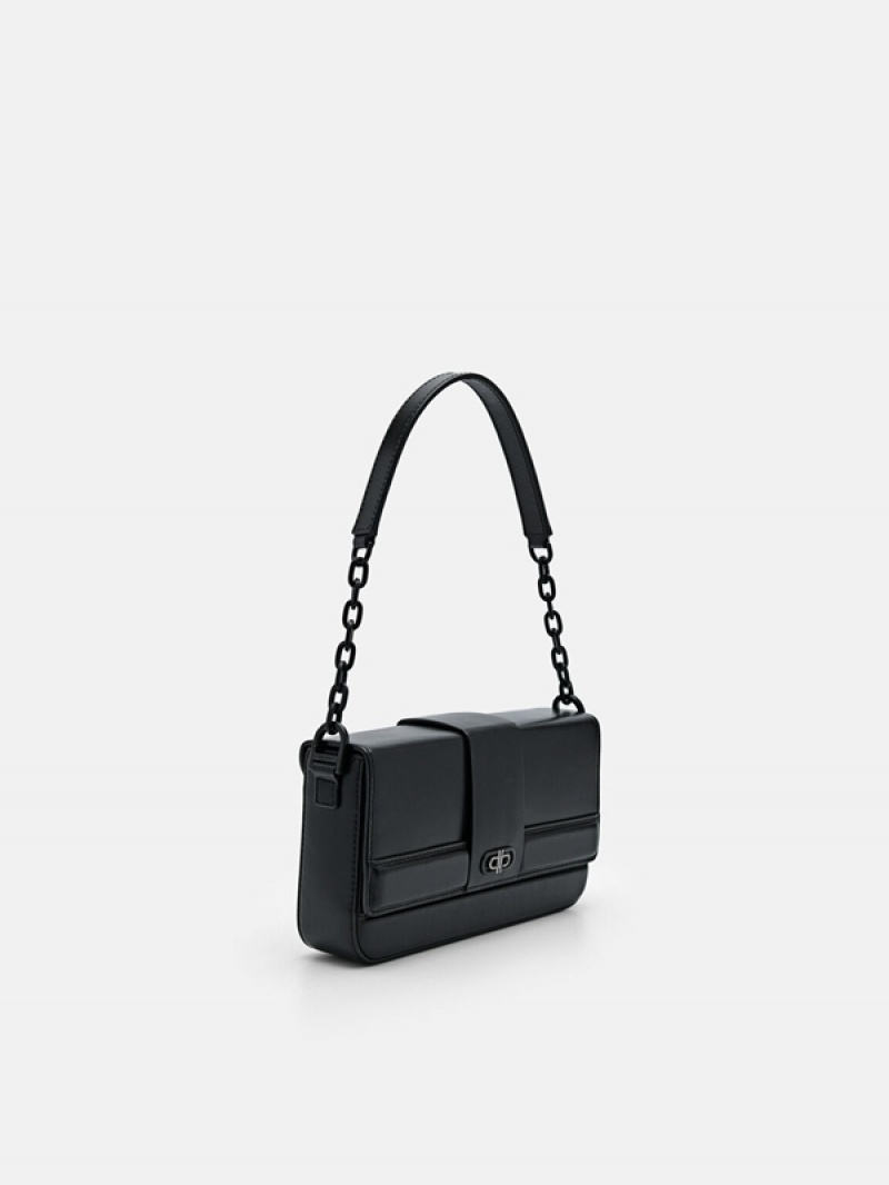 Black Men's Pedro Icon Leather Sling Bag | BTAZMO-731