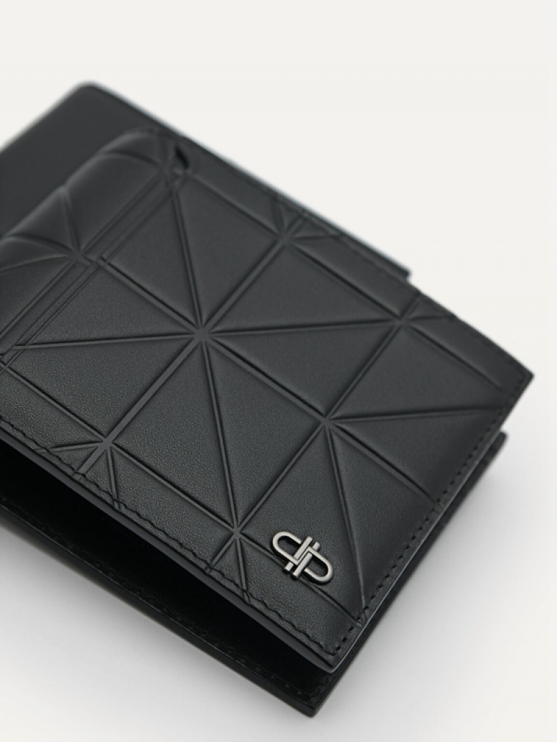 Black Men's Pedro Icon Leather in Pixel Bifold Wallet | ELFZAO-908