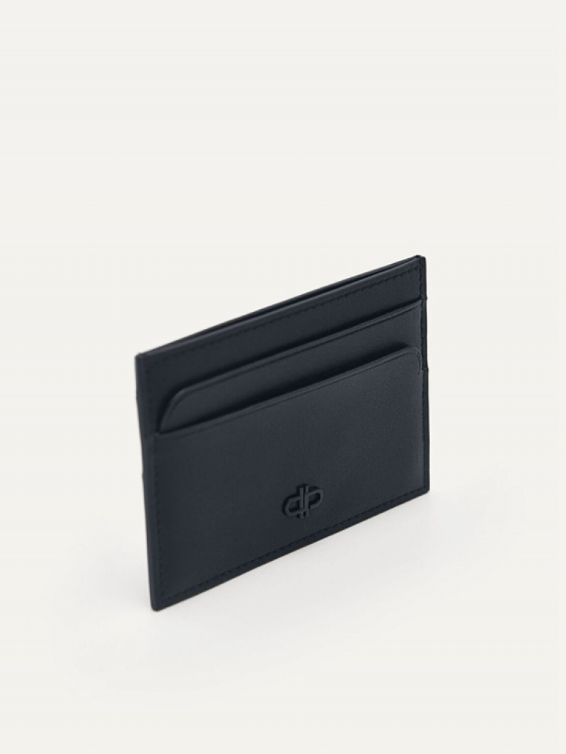 Black Men's Pedro Icon Mini Leather Card Holder | OZCMXB-047