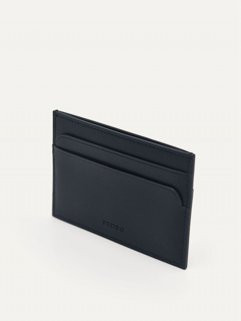 Black Men's Pedro Icon Mini Leather Card Holder | OZCMXB-047