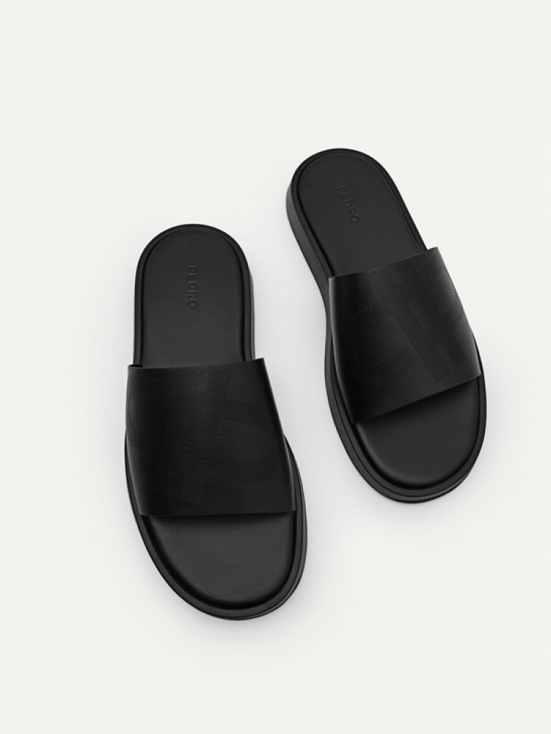 Black Men's Pedro Icon Slides | QVYBZW-509