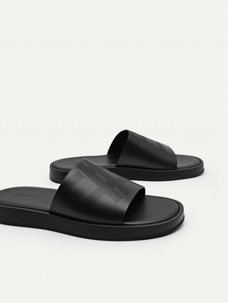 Black Men's Pedro Icon Slides | QVYBZW-509