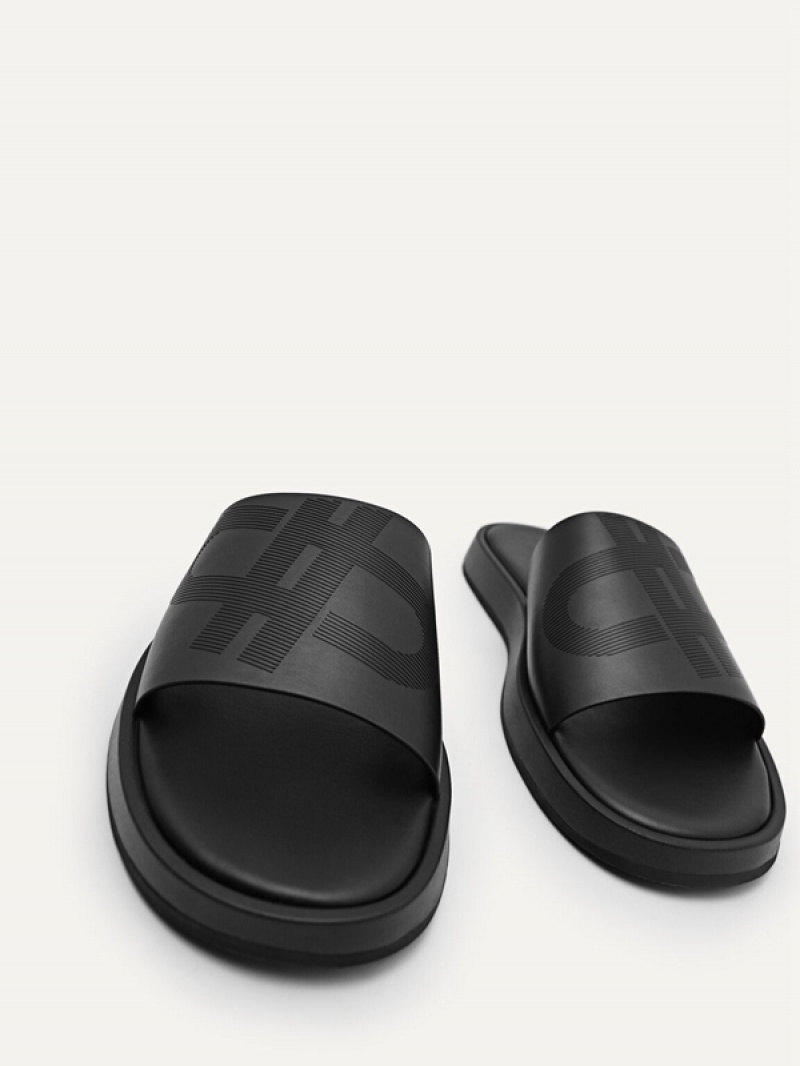 Black Men's Pedro Icon Slides | QVYBZW-509