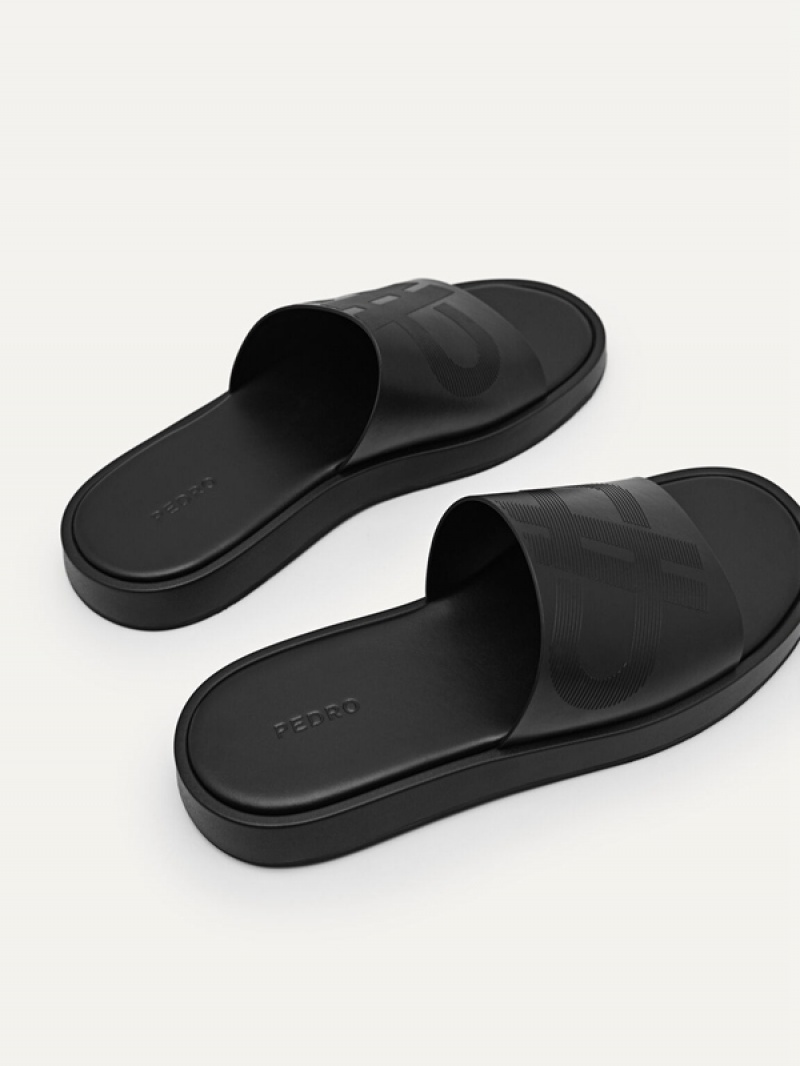 Black Men's Pedro Icon Slides | QVYBZW-509