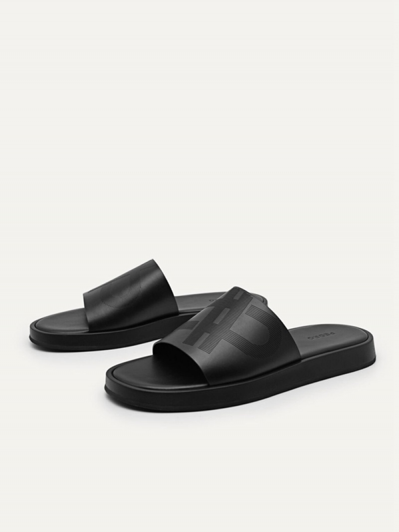 Black Men's Pedro Icon Slides | QVYBZW-509