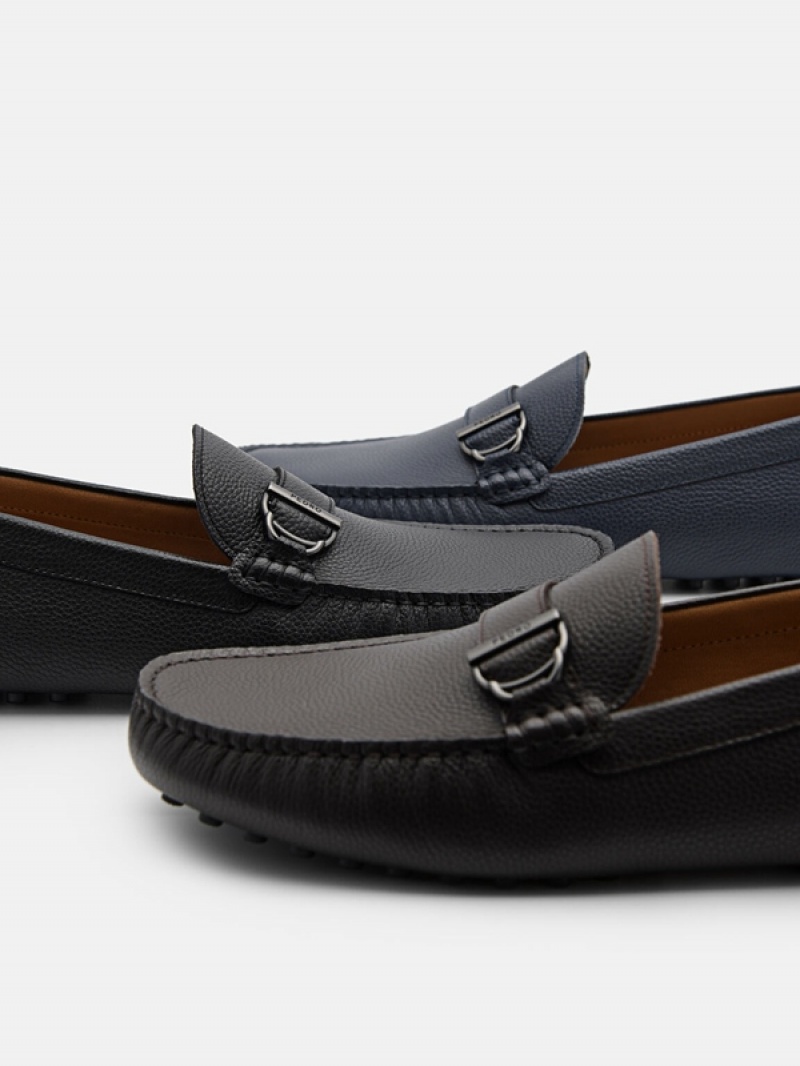 Black Men's Pedro Jackson Leather Moccasins | MNKWDO-978